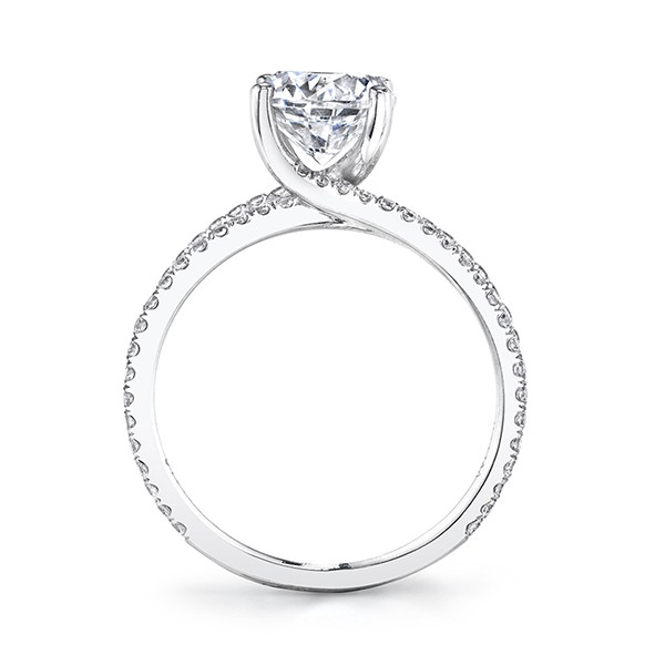 Platinum Pavé Split Shank Diamond Engagement Ring